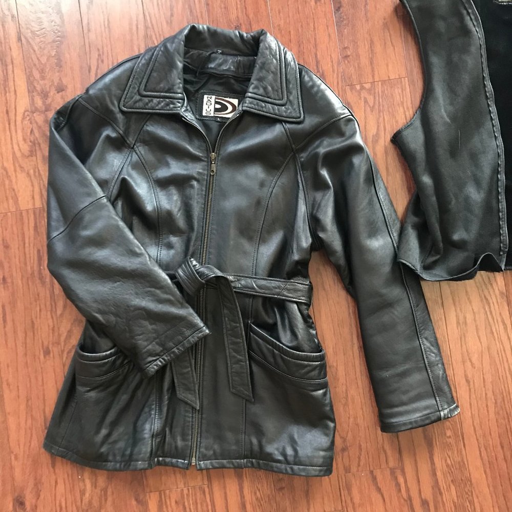 Belted Leather Jacket with removable extra liner